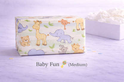 medium Box with animal illustrations on a light purple background