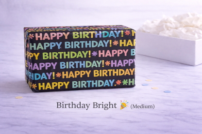 medium Rectangular box with 'Happy Birthday!' text in various colors on a light background