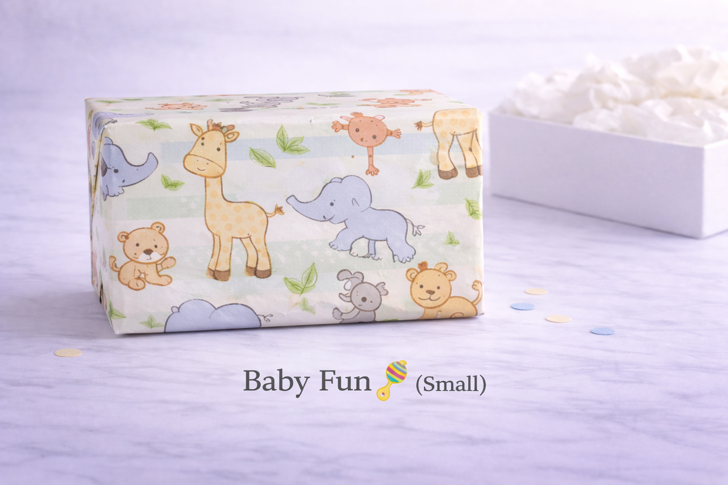 small Box of baby animal illustrations on a light purple background